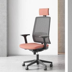 NICEA A con brazos regulables en altura y cabecero color NEGRO